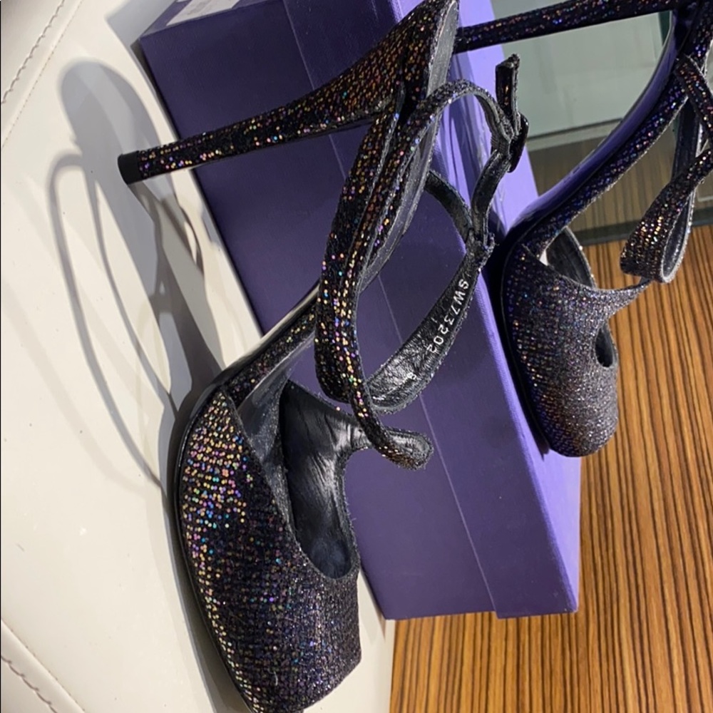 Stuart Weitzman Multi Iris Glitter Heels Size 8 - image 5